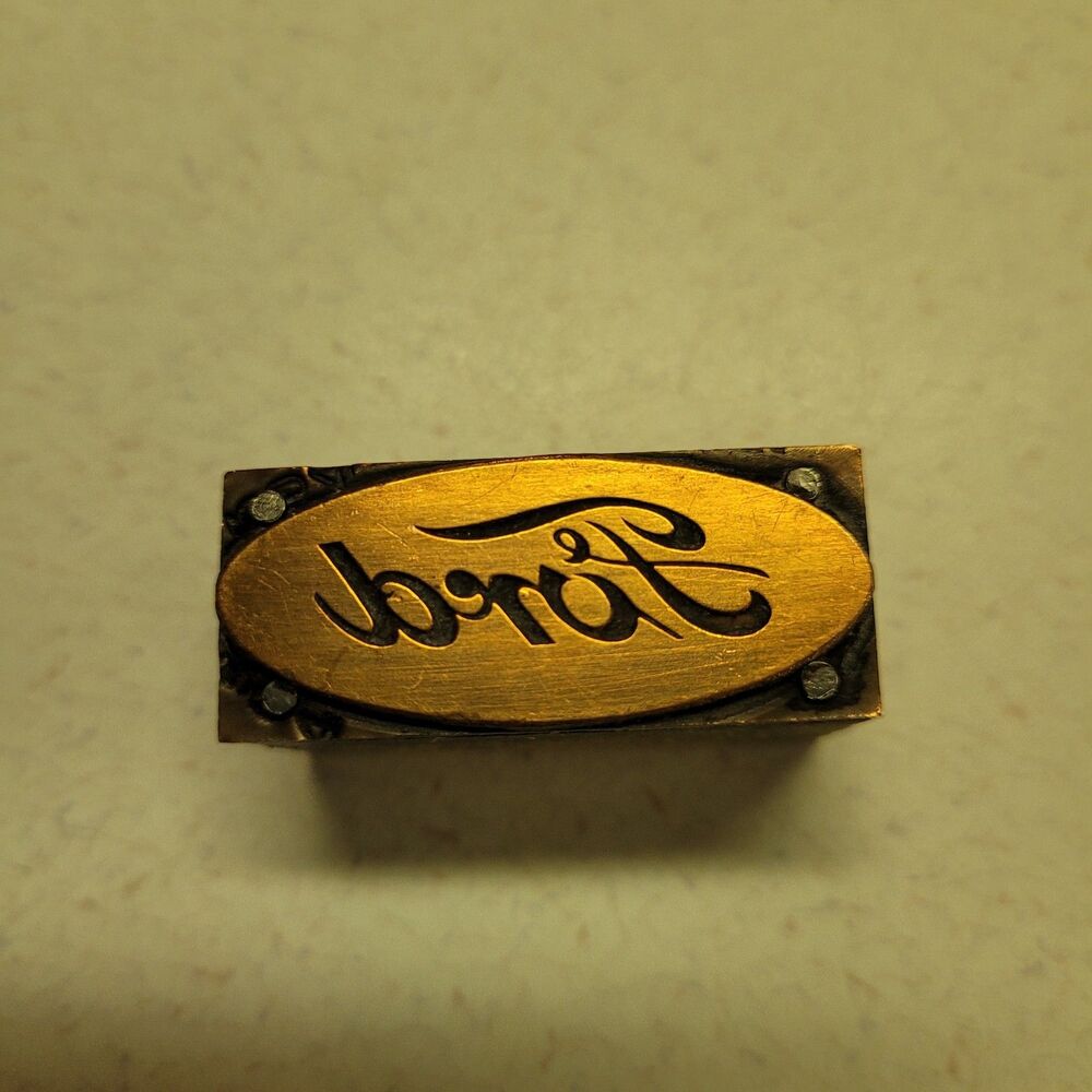 Vintage Letterpress Printing Block Ford Advertising Logo